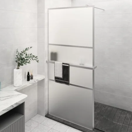 Mampara ducha con estante vidrio ESG y aluminio cromo 80x195 cm by vidaXL, Shower walls and screens - Ref: Foro24-3185493, Pr...