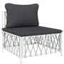 8-teiliges Gartenmöbel-Set mit Kissen aus weißem Stahl von vidaXL, Gartensets - Ref: Foro24-3186906, Preis: 458,29 €, Rabatt: %
