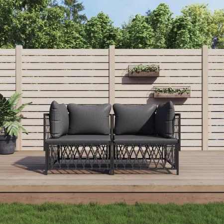 Garden furniture set 2 pieces and anthracite gray steel cushions by vidaXL, Garden sets - Ref: Foro24-3186813, Price: 182,47 ...
