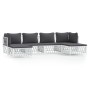 6-teiliges Gartenmöbel-Set mit Kissen aus weißem Stahl von vidaXL, Gartensets - Ref: Foro24-3186900, Preis: 353,15 €, Rabatt: %