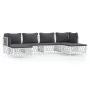 Juego de muebles de jardín 6 piezas con cojines acero blanco de vidaXL, Conjuntos de jardín - Ref: Foro24-3186900, Precio: 34...