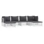 Juego de muebles de jardín 6 piezas con cojines acero blanco de vidaXL, Conjuntos de jardín - Ref: Foro24-3186900, Precio: 34...