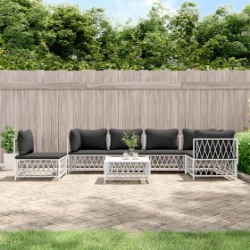 Juego de muebles de jardín 7 piezas con cojines acero blanco de vidaXL, Conjuntos de jardín - Ref: Foro24-3186888, Precio: 45...