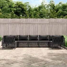 Gartenmöbel-Set 7-teilig und anthrazitgraue Stahlkissen von vidaXL, Gartensets - Ref: Foro24-3186923, Preis: 629,42 €, Rabatt: %