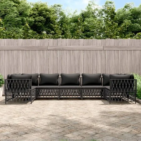 Garden furniture set 7 pieces and anthracite gray steel cushions by vidaXL, Garden sets - Ref: Foro24-3186923, Price: 629,37 ...