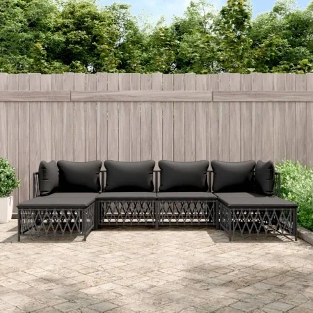 6-teiliges Gartenmöbel-Set aus Stahl mit anthrazitfarbenen Kissen von vidaXL, Gartensets - Ref: Foro24-3186901, Preis: 470,57...