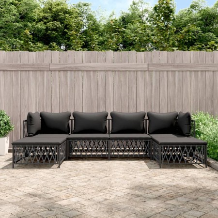 6-teiliges Gartenmöbel-Set aus Stahl mit anthrazitfarbenen Kissen von vidaXL, Gartensets - Ref: Foro24-3186901, Preis: 476,95...