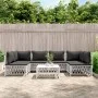 7-teiliges Gartenmöbel-Set aus Stahl mit weißen Kissen von vidaXL, Gartensets - Ref: Foro24-3186910, Preis: 455,93 €, Rabatt: %