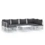 7-teiliges Gartenmöbel-Set aus Stahl mit weißen Kissen von vidaXL, Gartensets - Ref: Foro24-3186910, Preis: 455,93 €, Rabatt: %