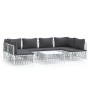 7-teiliges Gartenmöbel-Set aus Stahl mit weißen Kissen von vidaXL, Gartensets - Ref: Foro24-3186910, Preis: 469,43 €, Rabatt: %