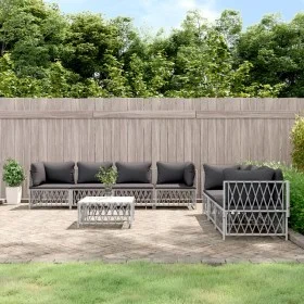 8-piece garden furniture set with cushions white steel by vidaXL, Garden sets - Ref: Foro24-3186828, Price: 505,93 €, Discoun...