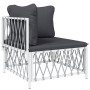 8-teiliges Gartenmöbel-Set mit Kissen aus weißem Stahl von vidaXL, Gartensets - Ref: Foro24-3186828, Preis: 518,90 €, Rabatt: %