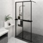 Mampara ducha con estante vidrio ESG y aluminio negro 118x190cm de vidaXL, Paredes y mamparas de ducha - Ref: Foro24-3185487,...