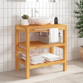 Mueble de lavabo con 2 estantes madera maciza 74x45x75 cm