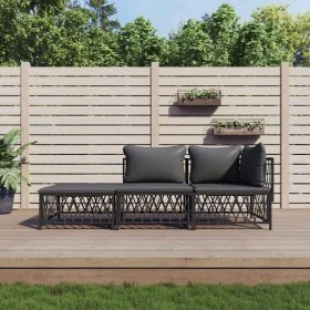 Garden furniture set 3 pieces and anthracite gray steel cushions by vidaXL, Garden sets - Ref: Foro24-3186847, Price: 236,83 ...