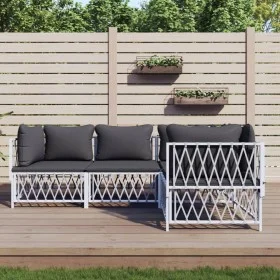 4-teiliges Gartenmöbel-Set und weiße Stahlkissen von vidaXL, Gartensets - Ref: Foro24-3186868, Preis: 259,86 €, Rabatt: %