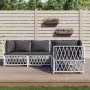 4-teiliges Gartenmöbel-Set und weiße Stahlkissen von vidaXL, Gartensets - Ref: Foro24-3186868, Preis: 259,53 €, Rabatt: %