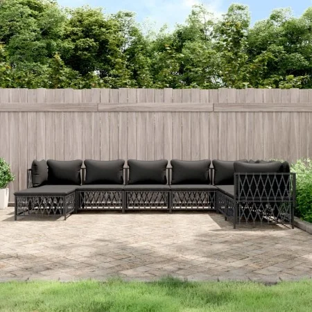 8-teiliges Gartenmöbel-Set mit anthrazitfarbenen Stahlkissen von vidaXL, Gartensets - Ref: Foro24-3186913, Preis: 685,39 €, R...