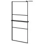 Shower screen with ESG glass and black aluminum shelf 90x195 cm by vidaXL, Shower walls and screens - Ref: Foro24-3185463, Pr...