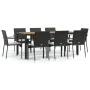 9-piece garden dining set with black synthetic rattan cushions. by vidaXL, Garden sets - Ref: Foro24-3184992, Price: 689,62 €...