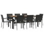 9-piece garden dining set with black synthetic rattan cushions. by vidaXL, Garden sets - Ref: Foro24-3184992, Price: 646,10 €...