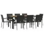 9-piece garden dining set with black synthetic rattan cushions. by vidaXL, Garden sets - Ref: Foro24-3184992, Price: 689,62 €...
