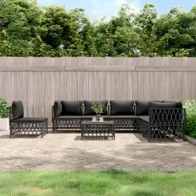 8-teiliges Gartenmöbel-Set mit anthrazitfarbenen Stahlkissen von vidaXL, Gartensets - Ref: Foro24-3186891, Preis: 682,69 €, R...