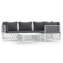 5-teiliges Gartenmöbel-Set und weiße Stahlkissen von vidaXL, Gartensets - Ref: Foro24-3186870, Preis: 322,25 €, Rabatt: %