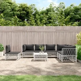 8-piece garden furniture set with white steel cushions by vidaXL, Garden sets - Ref: Foro24-3186890, Price: 517,93 €, Discoun...