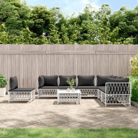 Juego de muebles de jardín 8 piezas con cojines acero blanco de vidaXL, Conjuntos de jardín - Ref: Foro24-3186890, Precio: 52...