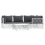 5-teiliges Gartenmöbel-Set und weiße Stahlkissen von vidaXL, Gartensets - Ref: Foro24-3186870, Preis: 322,25 €, Rabatt: %