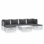 7-teiliges Gartenmöbel-Set mit Kissen aus weißem Stahl von vidaXL, Gartensets - Ref: Foro24-3186902, Preis: 384,94 €, Rabatt: %
