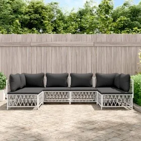 6-piece garden furniture set with white steel cushions by vidaXL, Garden sets - Ref: Foro24-3186908, Price: 418,71 €, Discoun...