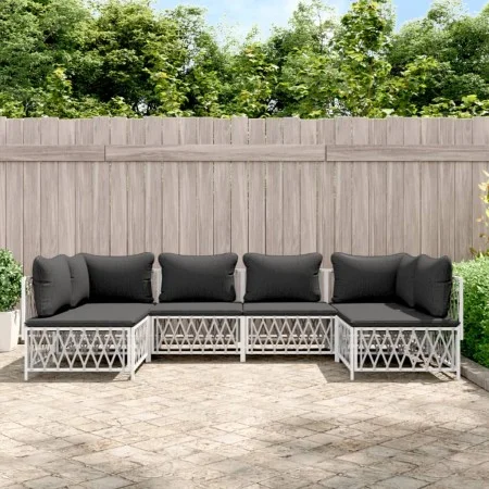 6-piece garden furniture set with white steel cushions by vidaXL, Garden sets - Ref: Foro24-3186908, Price: 418,04 €, Discoun...