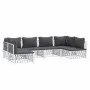 6-piece garden furniture set with white steel cushions by vidaXL, Garden sets - Ref: Foro24-3186908, Price: 418,04 €, Discoun...