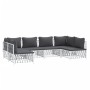 6-teiliges Gartenmöbel-Set mit Kissen aus weißem Stahl von vidaXL, Gartensets - Ref: Foro24-3186908, Preis: 424,89 €, Rabatt: %