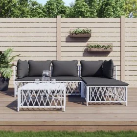 5-piece garden furniture set and white steel cushions by vidaXL, Garden sets - Ref: Foro24-3186862, Price: 274,50 €, Discount: %