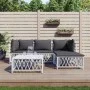 5-teiliges Gartenmöbel-Set und weiße Stahlkissen von vidaXL, Gartensets - Ref: Foro24-3186862, Preis: 277,59 €, Rabatt: %