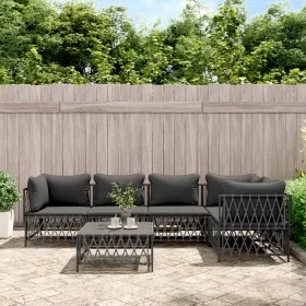 6-teiliges Gartenmöbel-Set mit anthrazitfarbenen Stahlkissen von vidaXL, Gartensets - Ref: Foro24-3186875, Preis: 498,11 €, R...