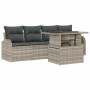 Conjunto de sofá de jardín con cojín 5 pcs Gris claro Poliratán