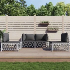 4-teiliges Gartenmöbel-Set und weiße Stahlkissen von vidaXL, Gartensets - Ref: Foro24-3186834, Preis: 271,90 €, Rabatt: %