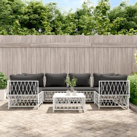 7-piece garden furniture set, steel frame with white cushions by vidaXL, Garden sets - Ref: Foro24-3186920, Price: 443,28 €, ...