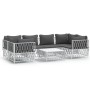 7-teiliges Gartenmöbel-Set aus Stahl und weißen Kissen von vidaXL, Gartensets - Ref: Foro24-3186920, Preis: 443,28 €, Rabatt: %