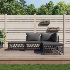 Gartenmöbel-Set 4-teilig und anthrazitgraue Stahlkissen von vidaXL, Gartensets - Ref: Foro24-3186849, Preis: 291,90 €, Rabatt: %
