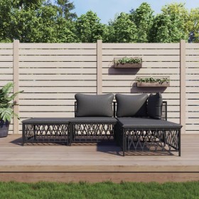 Gartenmöbel-Set 4-teilig und anthrazitgraue Stahlkissen von vidaXL, Gartensets - Ref: Foro24-3186849, Preis: 295,77 €, Rabatt: %