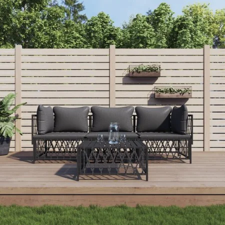 4-piece garden furniture set with anthracite grey steel cushions by vidaXL, Garden sets - Ref: Foro24-3186819, Price: 335,01 ...