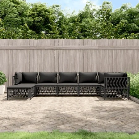7-teiliges Gartenmöbel-Set mit anthrazitfarbenen Stahlkissen von vidaXL, Gartensets - Ref: Foro24-3186897, Preis: 593,92 €, R...