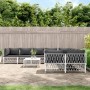 9-teiliges Gartenmöbel-Set mit Kissen aus weißem Stahl von vidaXL, Gartensets - Ref: Foro24-3186932, Preis: 627,87 €, Rabatt: %