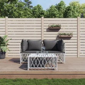 3-piece garden furniture set with cushions white steel by vidaXL, Garden sets - Ref: Foro24-3186814, Price: 163,43 €, Discoun...