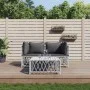 Juego de muebles de jardín 3 piezas con cojines acero blanco de vidaXL, Conjuntos de jardín - Ref: Foro24-3186814, Precio: 16...